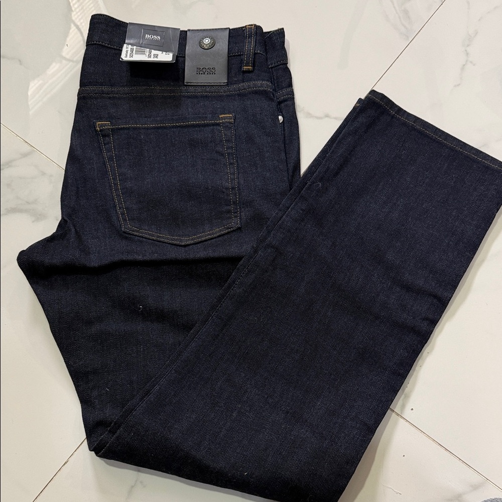 BOSS Slim Straight Jeans in Dark Indigo